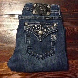 Miss Me Embellished Boot Cut Jeans w/ Crystals 27