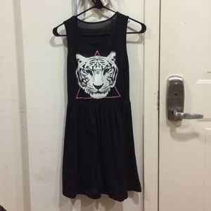 white tiger black dress