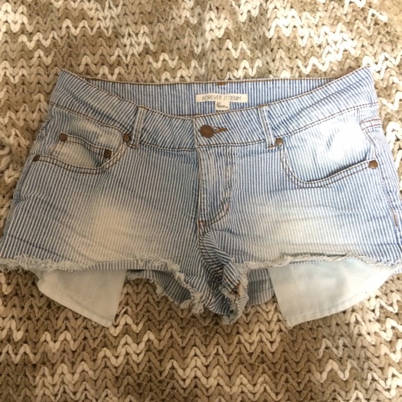 Forever 21 Pinstripe Jean Shorts
