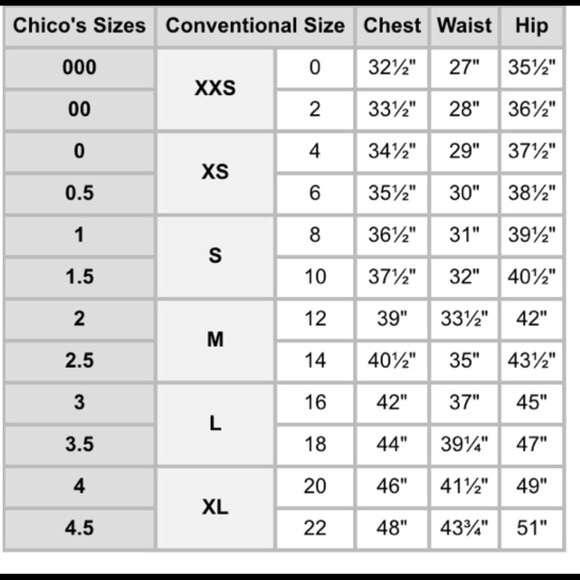 Chico's Size Chart Pants