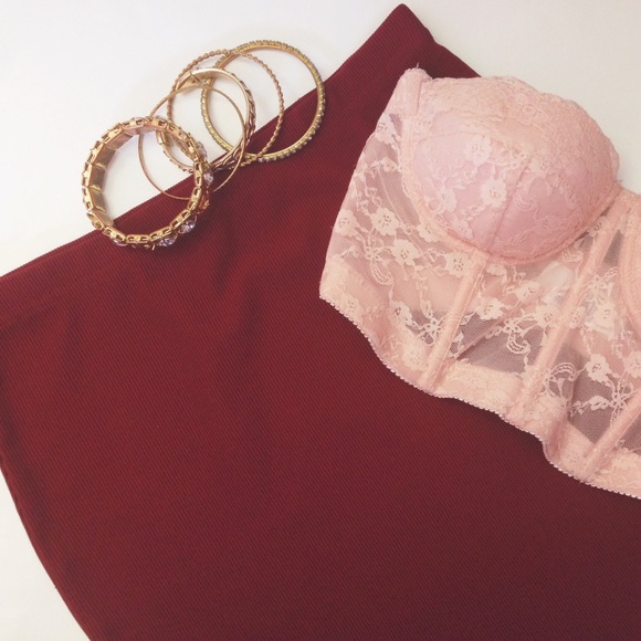 F21 Burgundy Mini Skirt