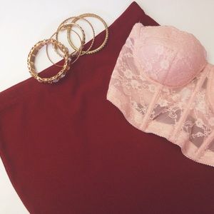 F21 Burgundy Mini Skirt