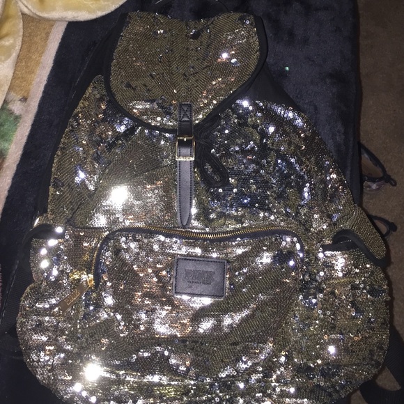 Victoria secret gold sparkle back pack