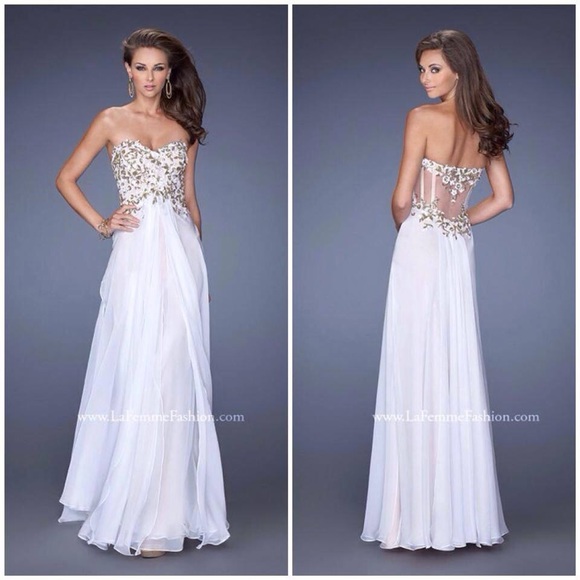 La Femme Gold Prom Dress - Picture 2 of 4