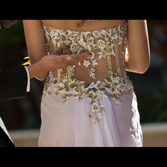 La Femme Gold Prom Dress - Picture 3 of 4