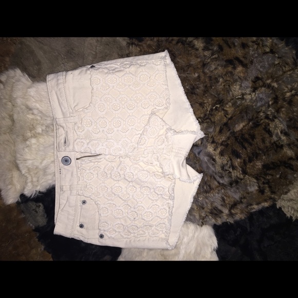 White with lace shorts