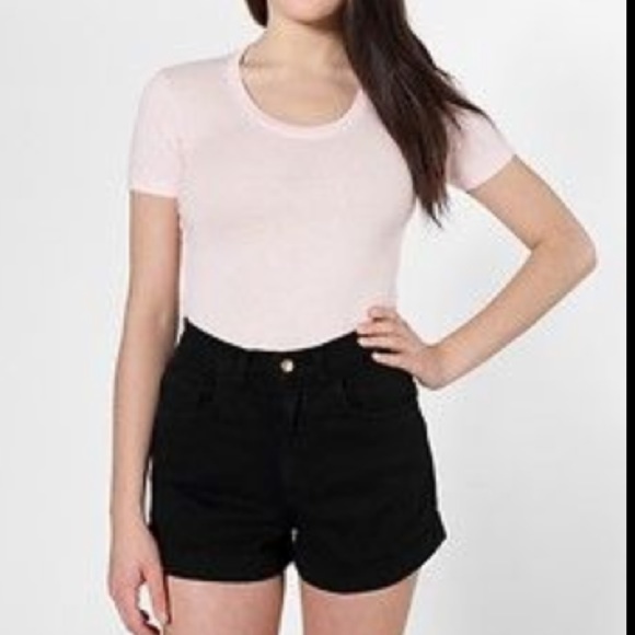 AA stretch bull denim high-waist cuff short