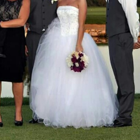 Davids bridal strapless wedding dress