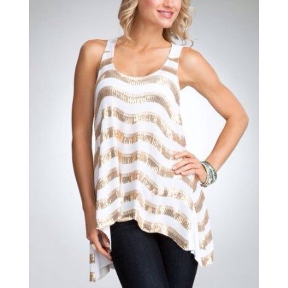 Bebe Gold Sequin Tank