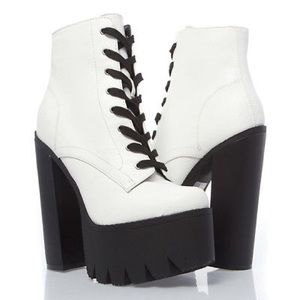Lace Up Ankle Bootie Lug sole Platform Chunky Heel