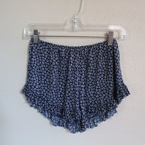 Blue Flower-print Vodi Shorts