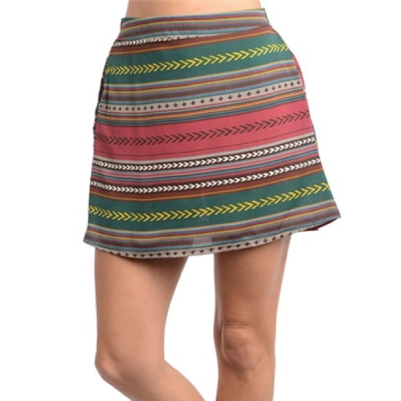 High Waisted Tribal Print Skirt