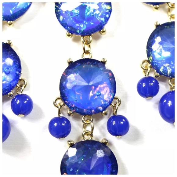 D8 Blue Nacre Round Dangle Necklace Earring Set - Picture 3 of 4