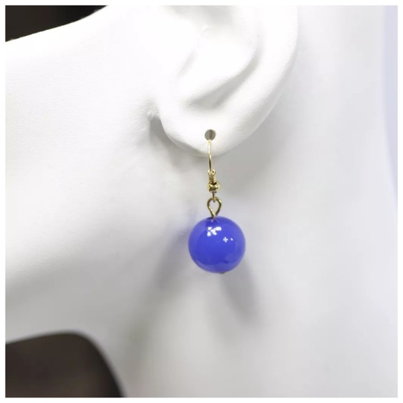 D8 Blue Nacre Round Dangle Necklace Earring Set - Picture 4 of 4