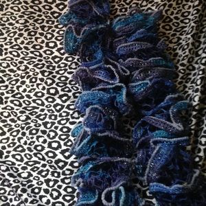 Blue knitted scarf
