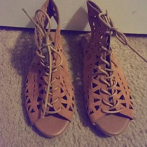 Suede Lace-up Sandals