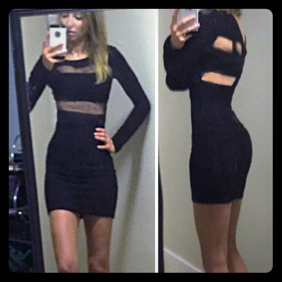 BCBGeneration blk peek-a-boo cutout bodycon dress