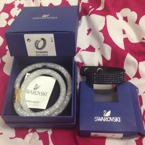 Swarovski white stardust and blue slate bracelets