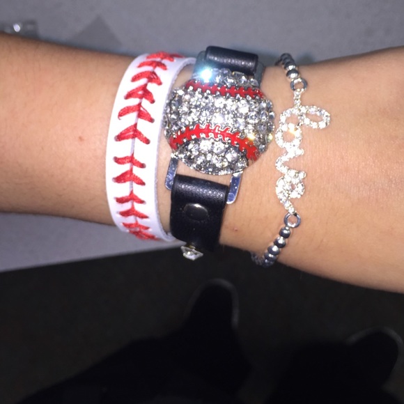 Brand new baseball bracelets with a love bracelet