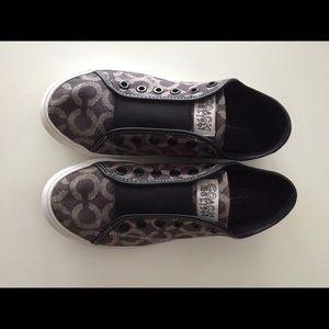 Coach slip on canvas shoes. Size 9... Black/ gray