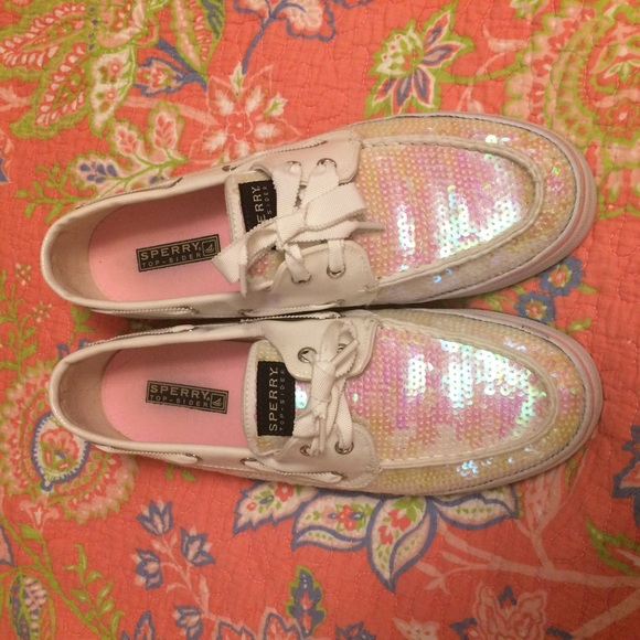 White sparkle sperrys