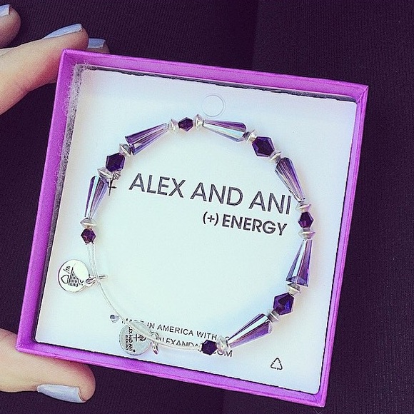 Alex and ani nights mosaic purple beaded bangle