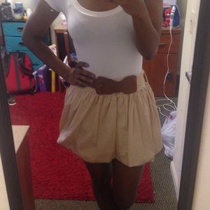 Khaki colored bubble skirt