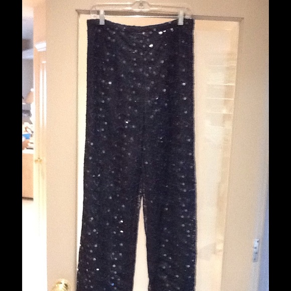 Black lace sequin pants - Picture 1 of 1