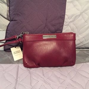 NWT Audrey Brooke Burgandy Leather Wristlet