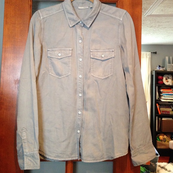 Halogen for Nordstrom Gray tencel shirt