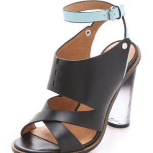 L.A.M.B. Chase Lucite Heel Sandals