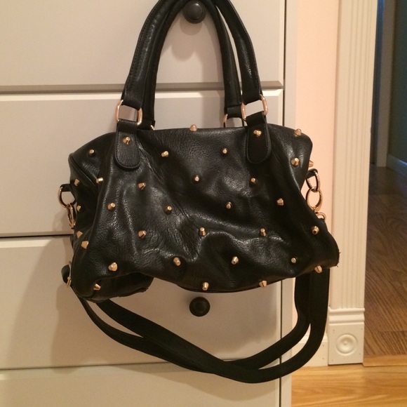 Gently Used Black and Gold Studded Tote Bag