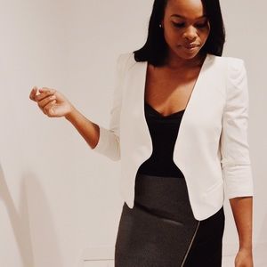 Cropped white blazer