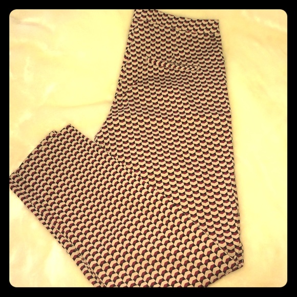 Red pattern high waisted pants