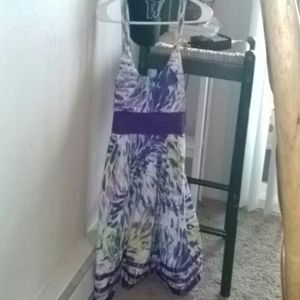 Flowy  colorful purple yellow and blue summer dres