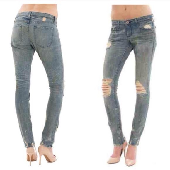 NSF Monroe Distressed Straight Leg in Rouge Wash