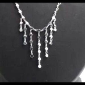 ❤️ CHARTER CLUB 14K WHITE GP & ROUND CZ WATERFALL  DROP NECKLACE❤️