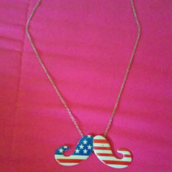 American print mustache necklace