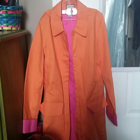 Retro orange trench coat.
