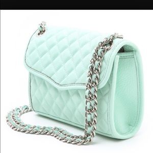 Quilted mini Rebecca Minkoff bag in mint.