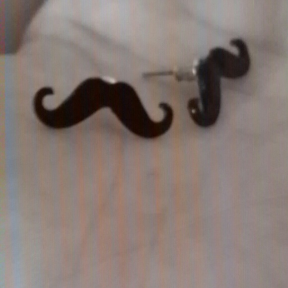 Black mustache earings