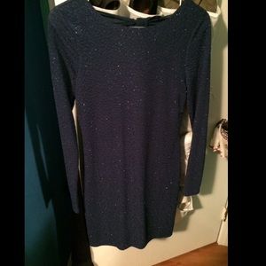 Navy blue sparkly cocktail dress with open back