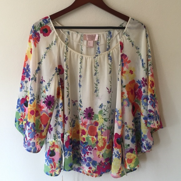 H&M sheer floral Garden Collection blouse boho