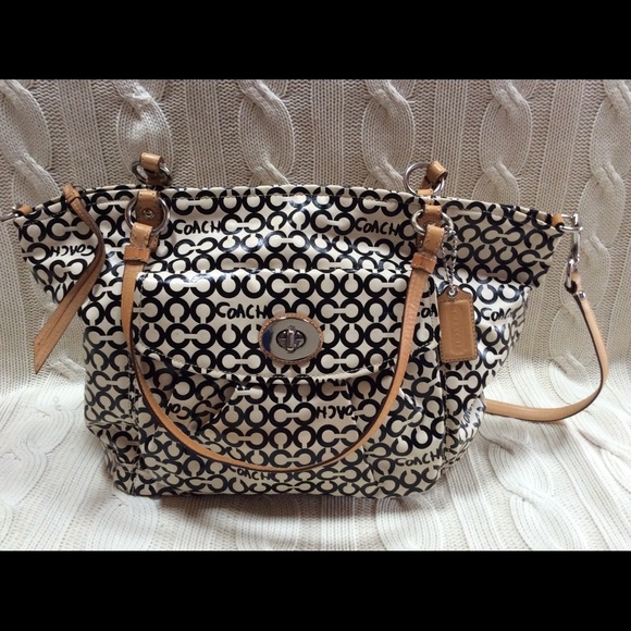 Coach Op Art XL Leah Coated Canvas Tote Handbag
