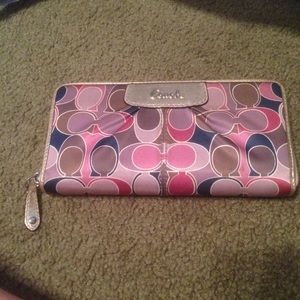 Multicolored Pink Coach Wallet