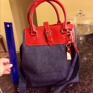 Dooney & Bourke Denim with Red leather trim