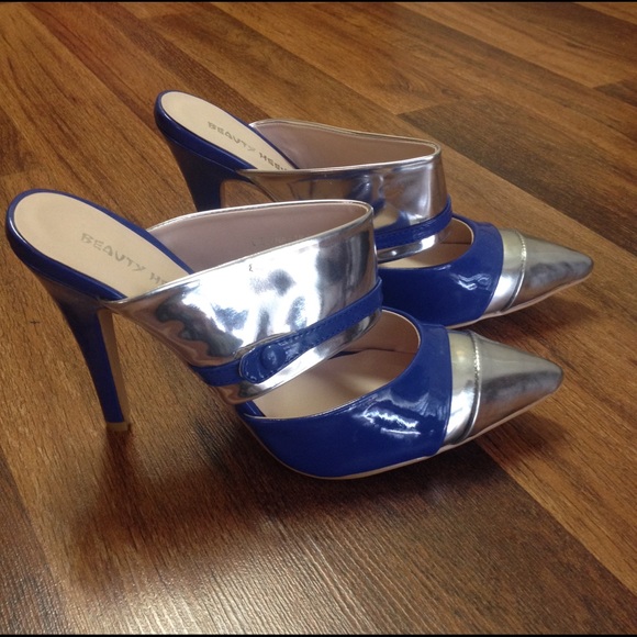 Royal blue slip on heels