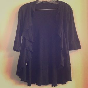 Express black ruffled cardigan