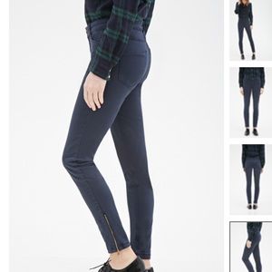 CAMEL colored ankle zip skinnies