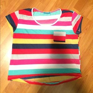 Colorful stripped semi- crop top